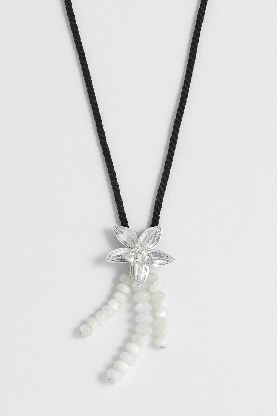 Pearl And Flower Cord Necklace
