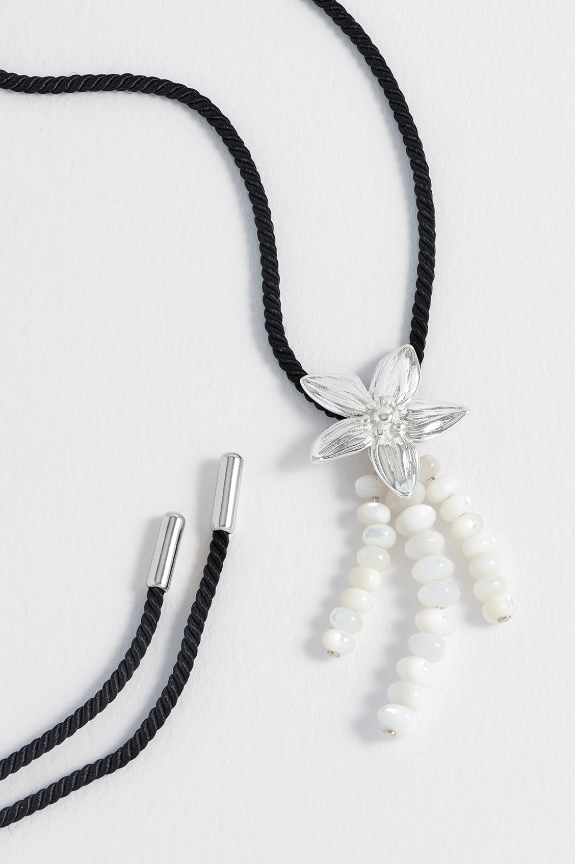 Pearl And Flower Cord Necklace