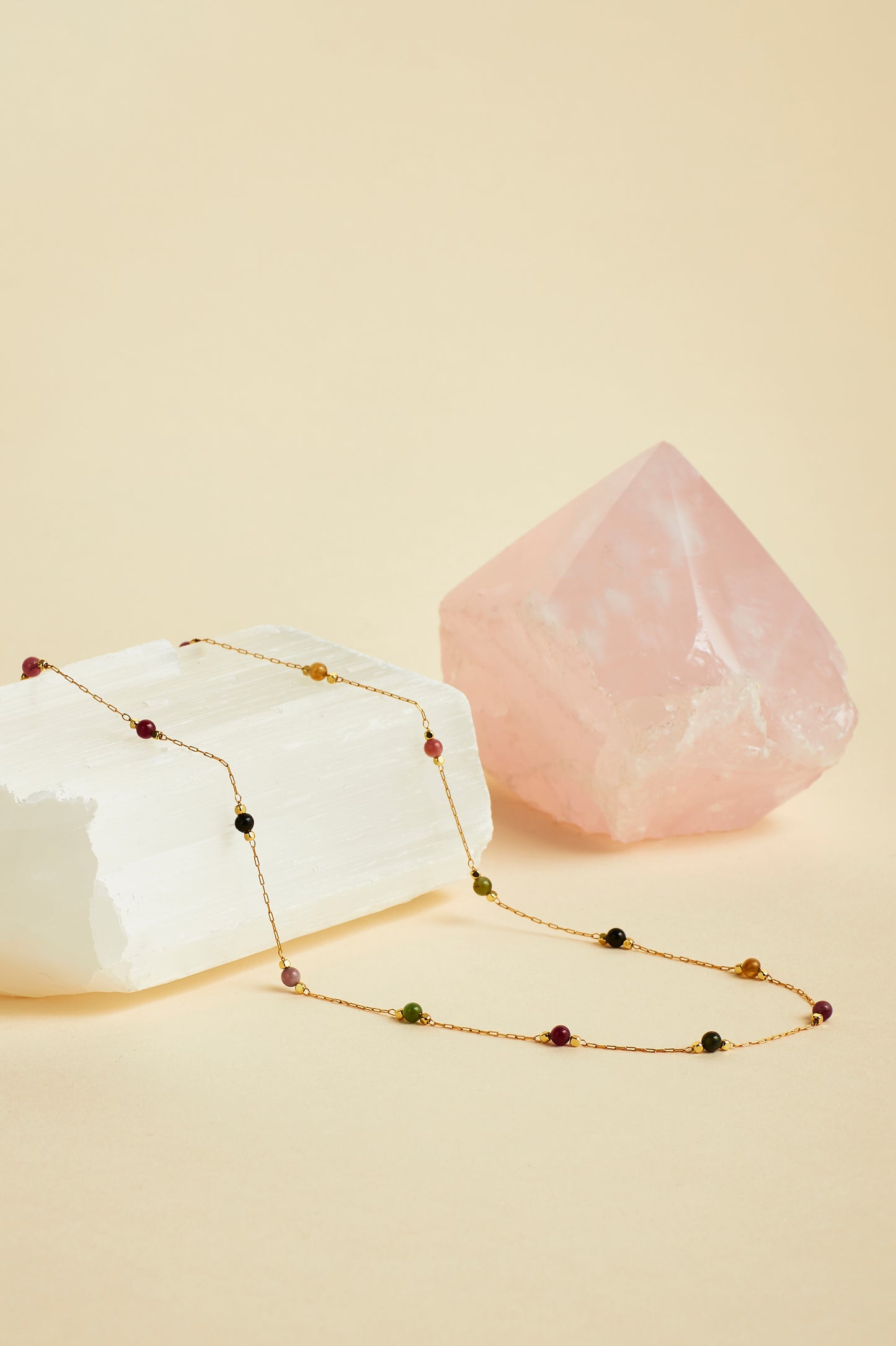 Wellness Tourmaline Gemstone Bead Necklace
