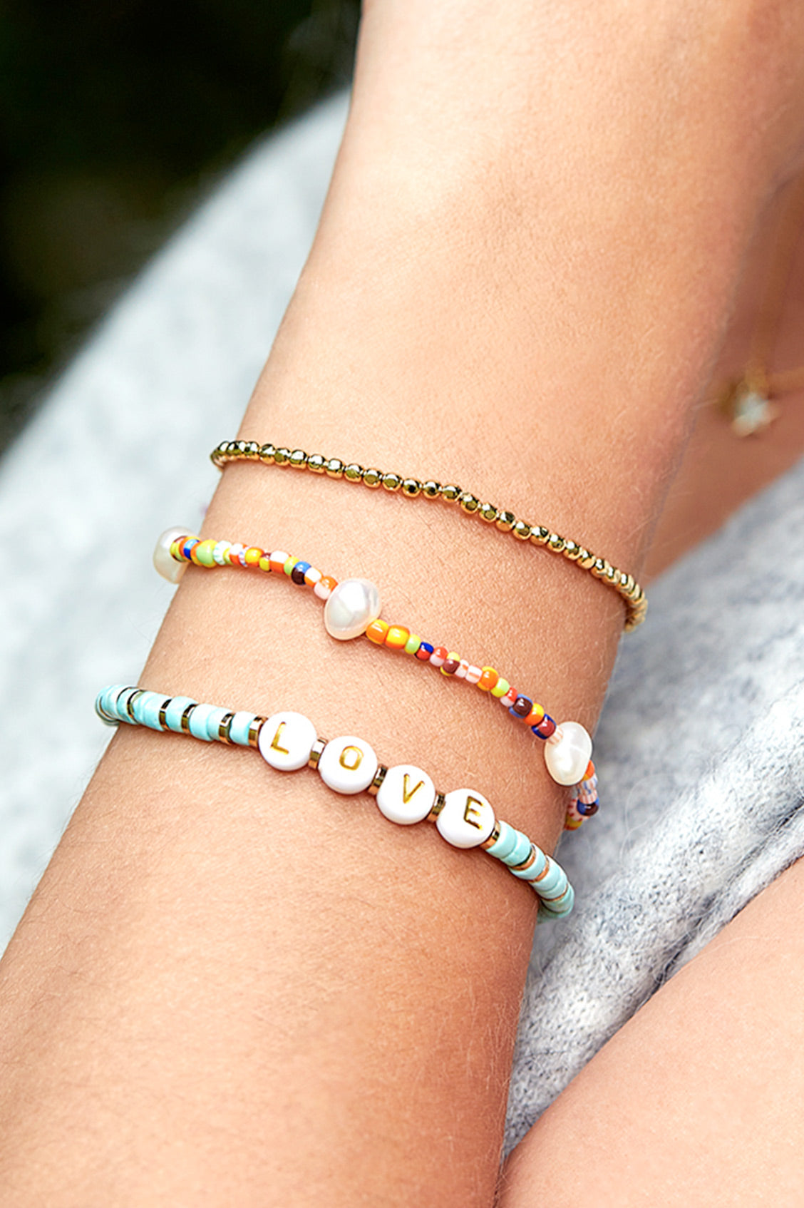 Rainbow Pearl Bracelet Set