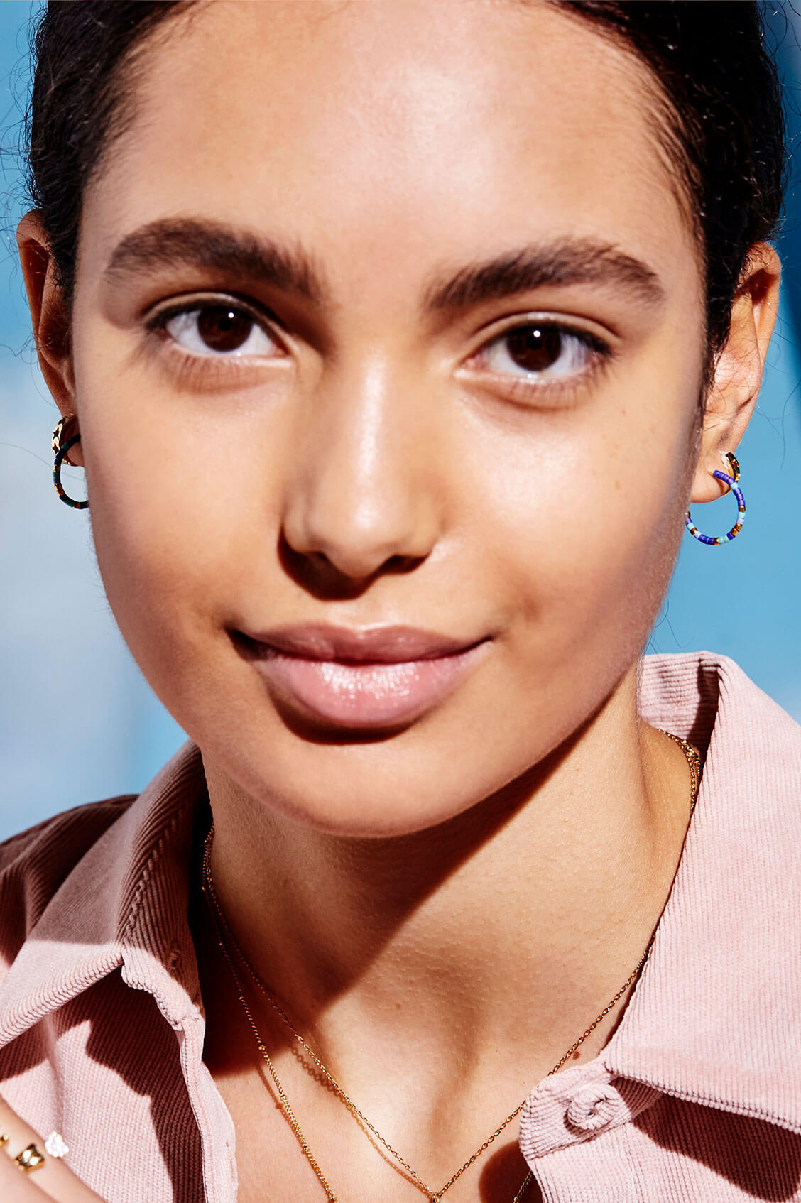 Night Sky Beaded Hoop Earrings