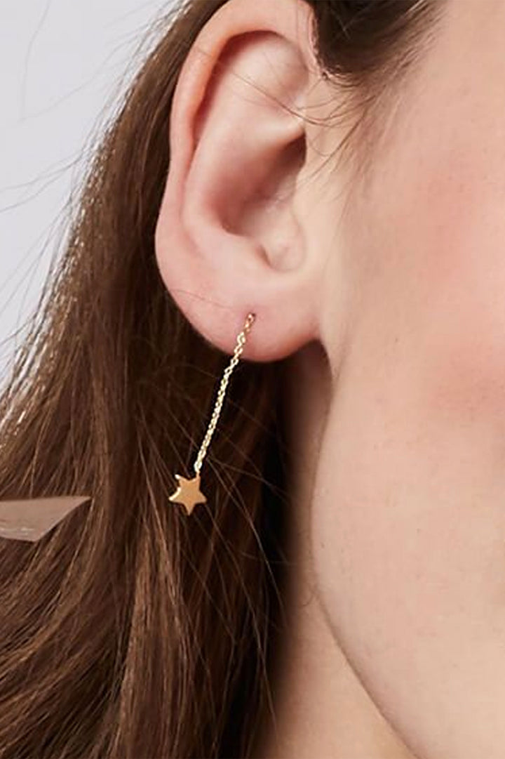 Star and Lightning Bolt Chain Drop Earrings