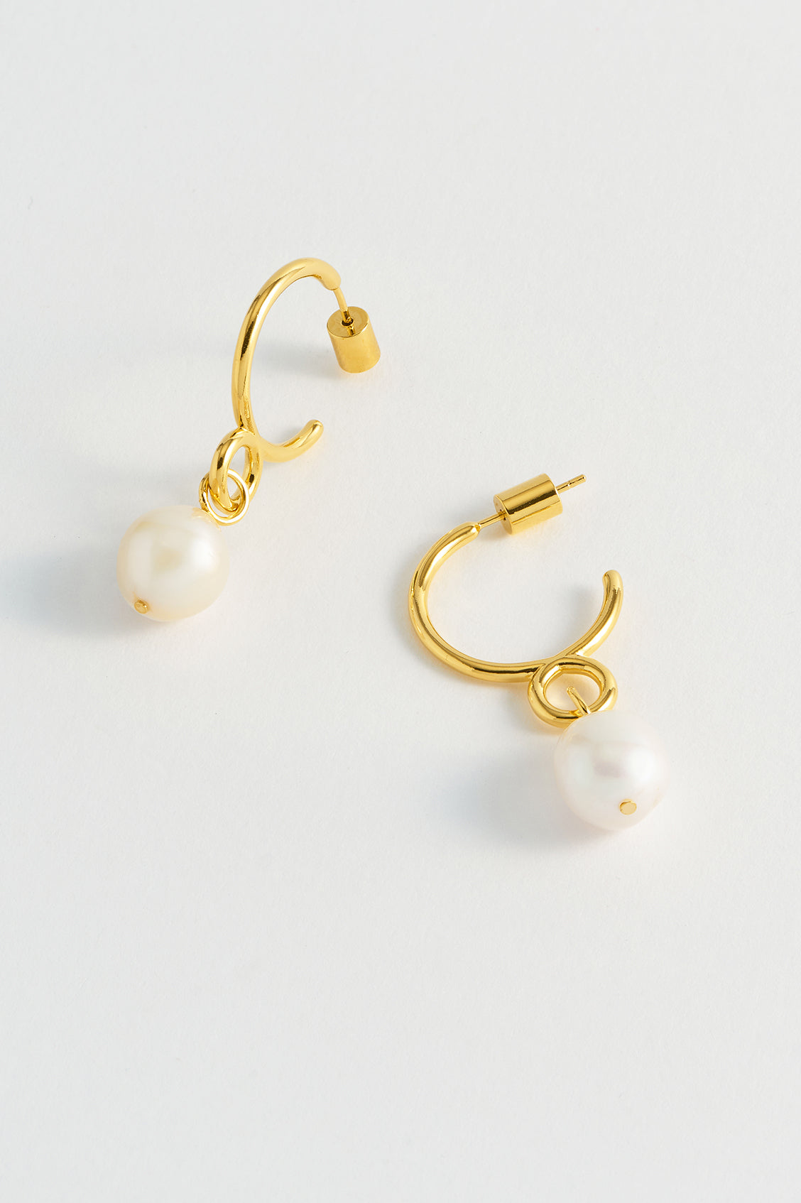 Twist Pearl Drop Hoops