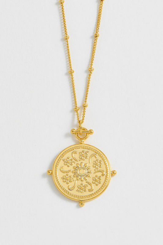 Floral Coin Necklace