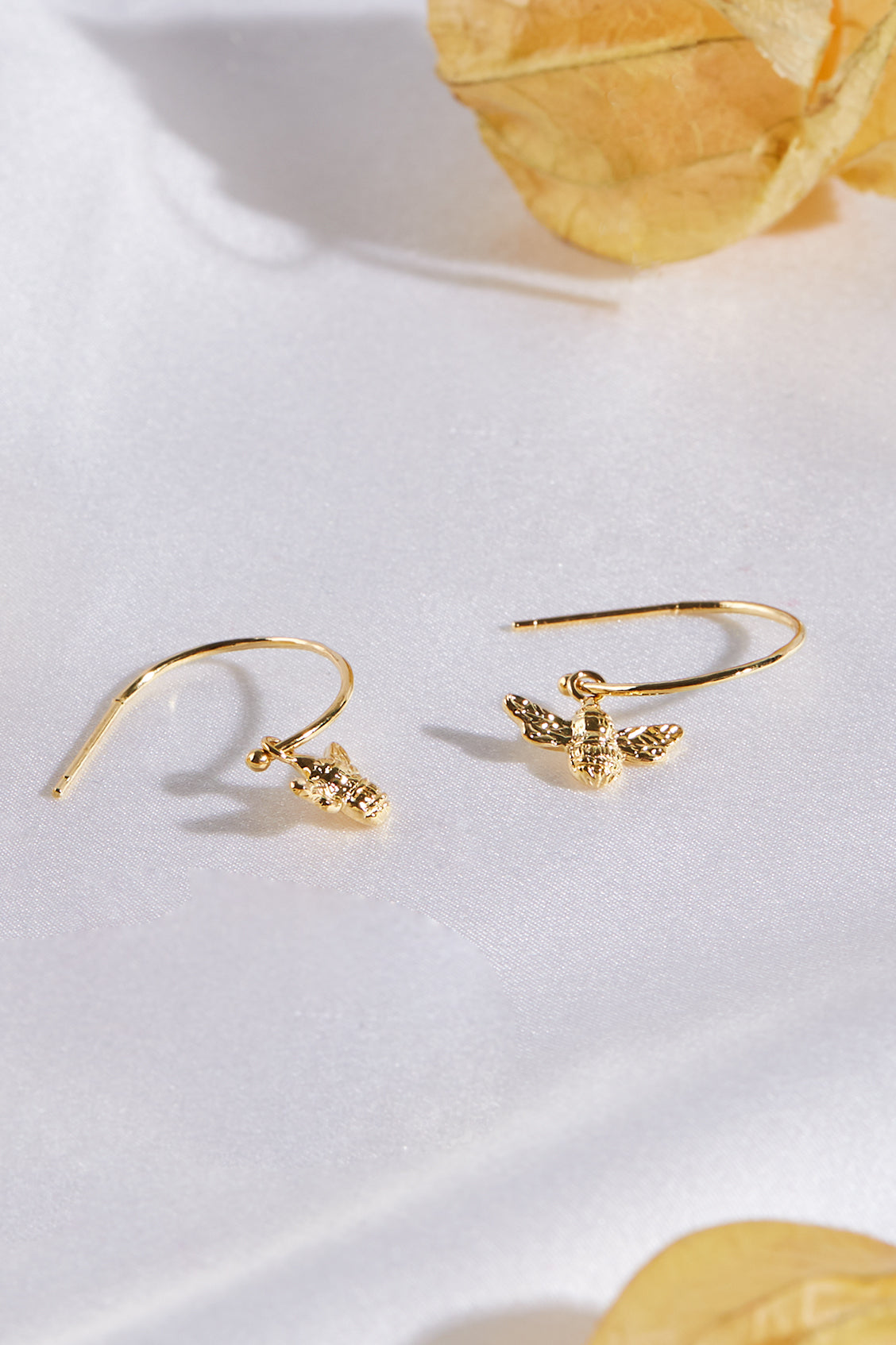 Bee Drop Hoop Earrings