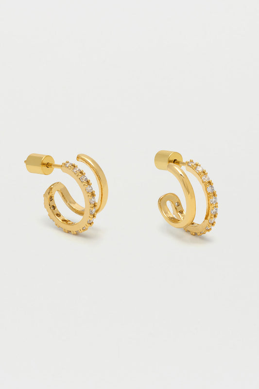 Double Hoop Illusion Pave Earrings