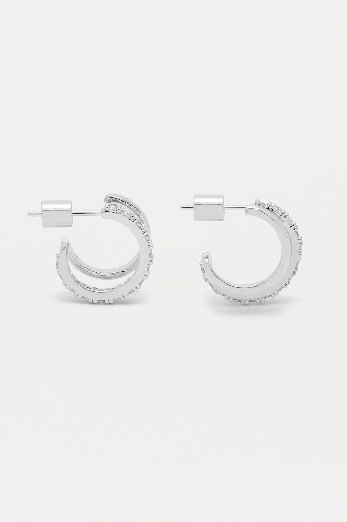 Double Hoop Illusion Pave Earrings