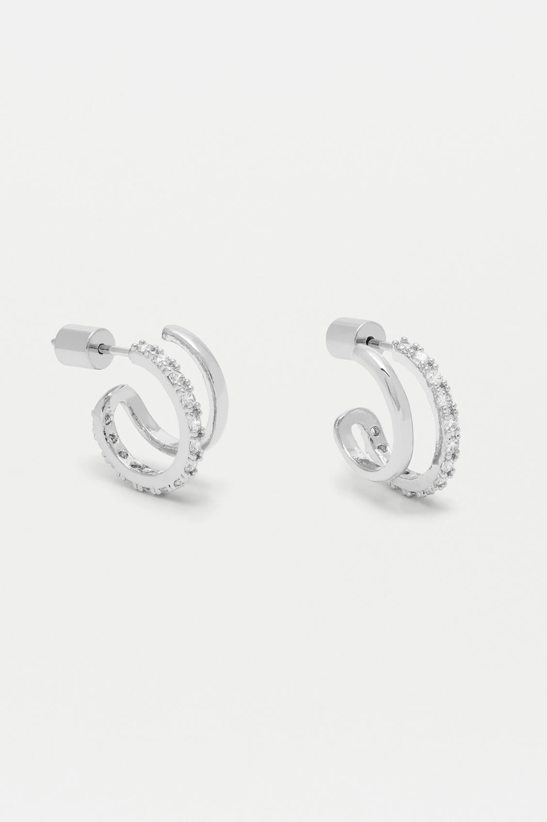 Double Hoop Illusion Pave Earrings