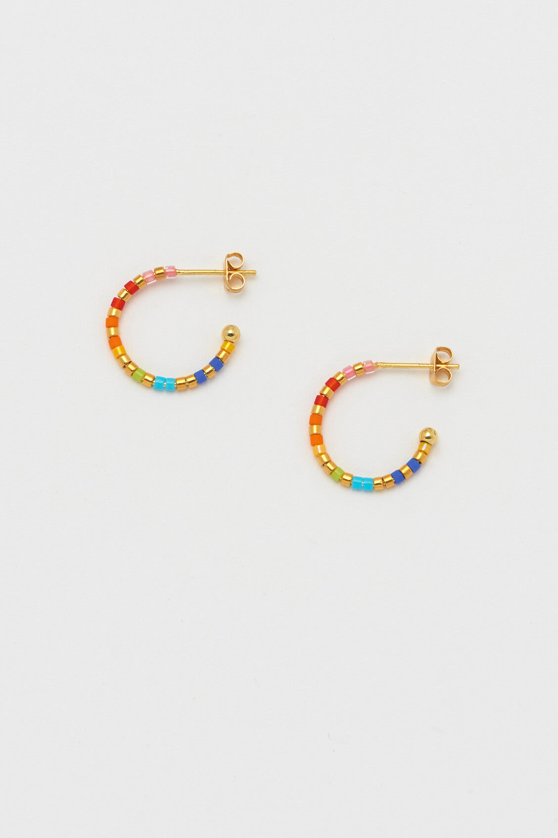 Rainbow Beaded Hoop Earrings