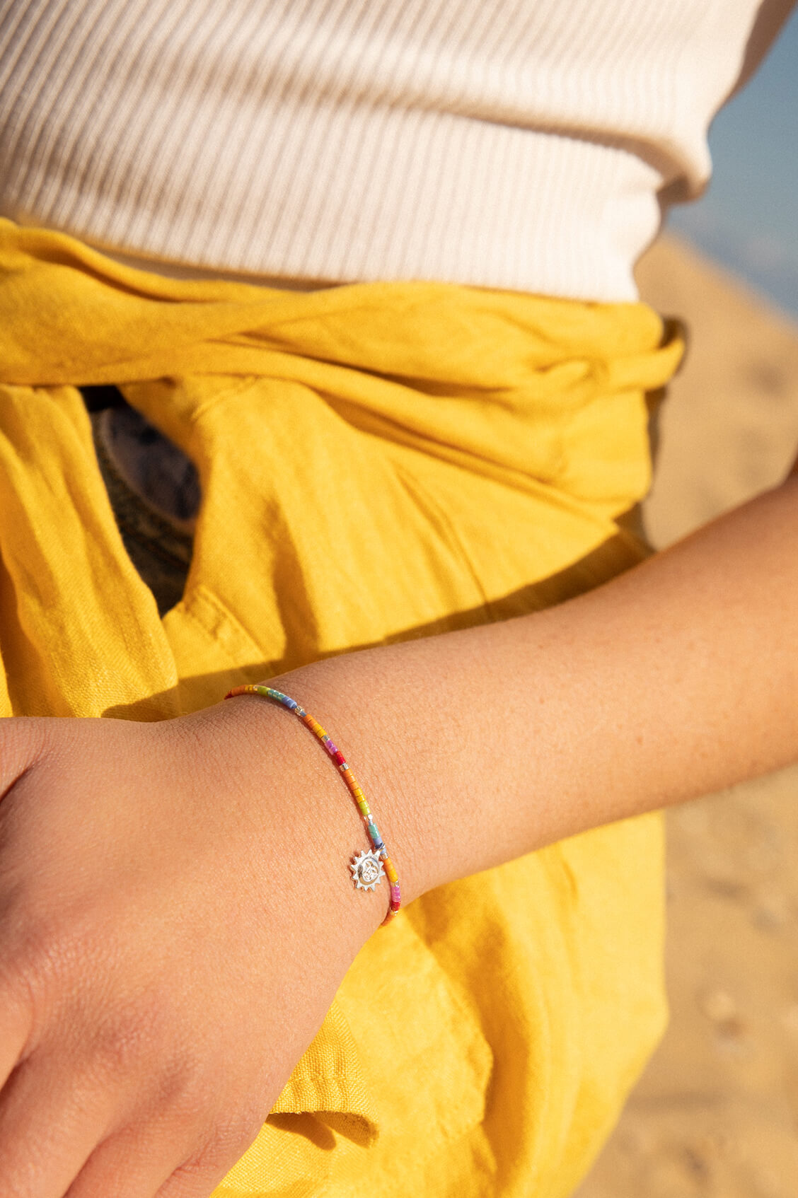 Beaded Rainbow Sun Charm Louise Bracelet