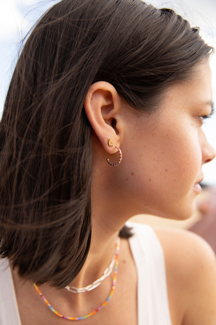 Pink Ombre Beaded Hoop Earrings